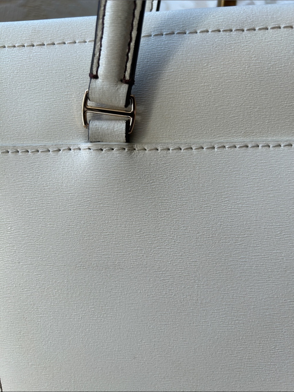 Tory Burch Robinson Cream Leather Double-Handle Tote with Gold Accents - Picture 6 of 14